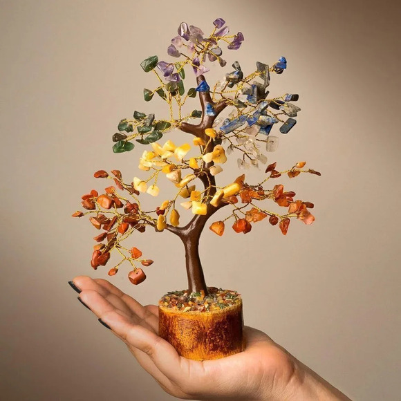 Handcrafted Chakra Crystal Tree, Healing Chakra Tree with Tumbled Gemstones - Picture 7 of 9